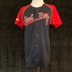 Boston Red Sox Stitches Navy & Red Button-Down Jersey Womens Size L